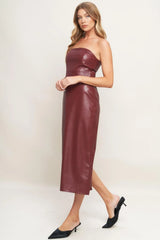 RUNWAY TREND FAUX LEATHER MIDI DRESS - Flying Tomato - Flyclothing LLC
