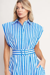 BISTRO STRIPE WOVEN MIDI DRESS - Flying Tomato - Flyclothing LLC