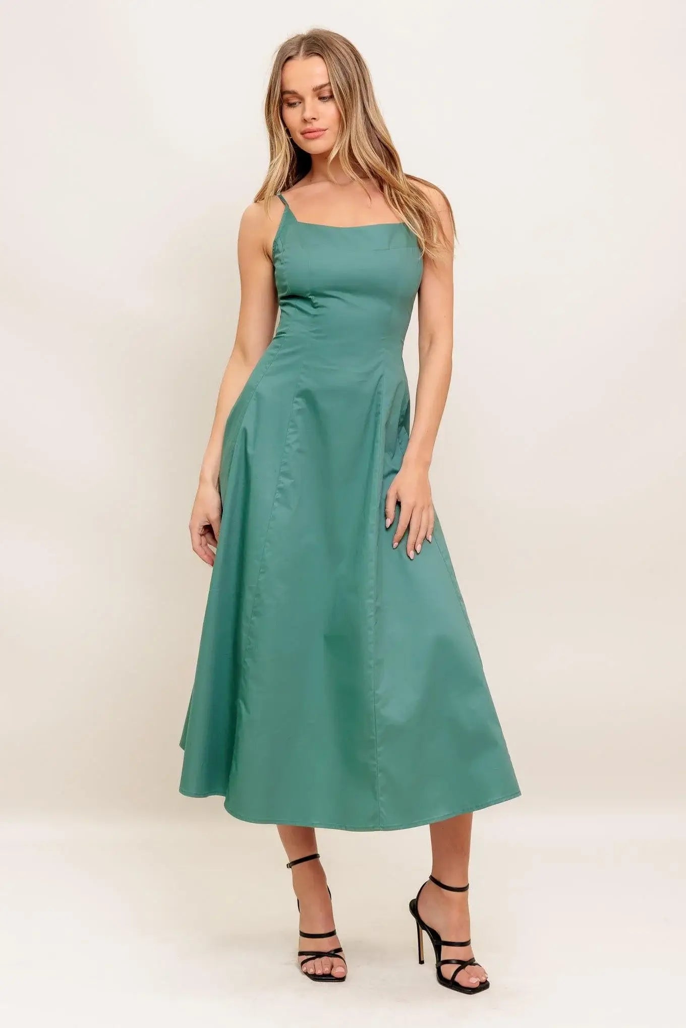 VERDE ELEGANTE WOVEN MIDI DRESS - Flying Tomato - Flyclothing LLC