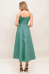 VERDE ELEGANTE WOVEN MIDI DRESS - Flying Tomato - Flyclothing LLC
