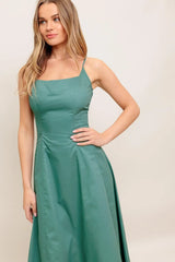 VERDE ELEGANTE WOVEN MIDI DRESS - Flying Tomato - Flyclothing LLC
