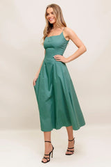 VERDE ELEGANTE WOVEN MIDI DRESS - Flying Tomato - Flyclothing LLC