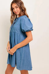 SUNSET GETAWAY DENIM MINI DRESS - Flying Tomato - Flyclothing LLC