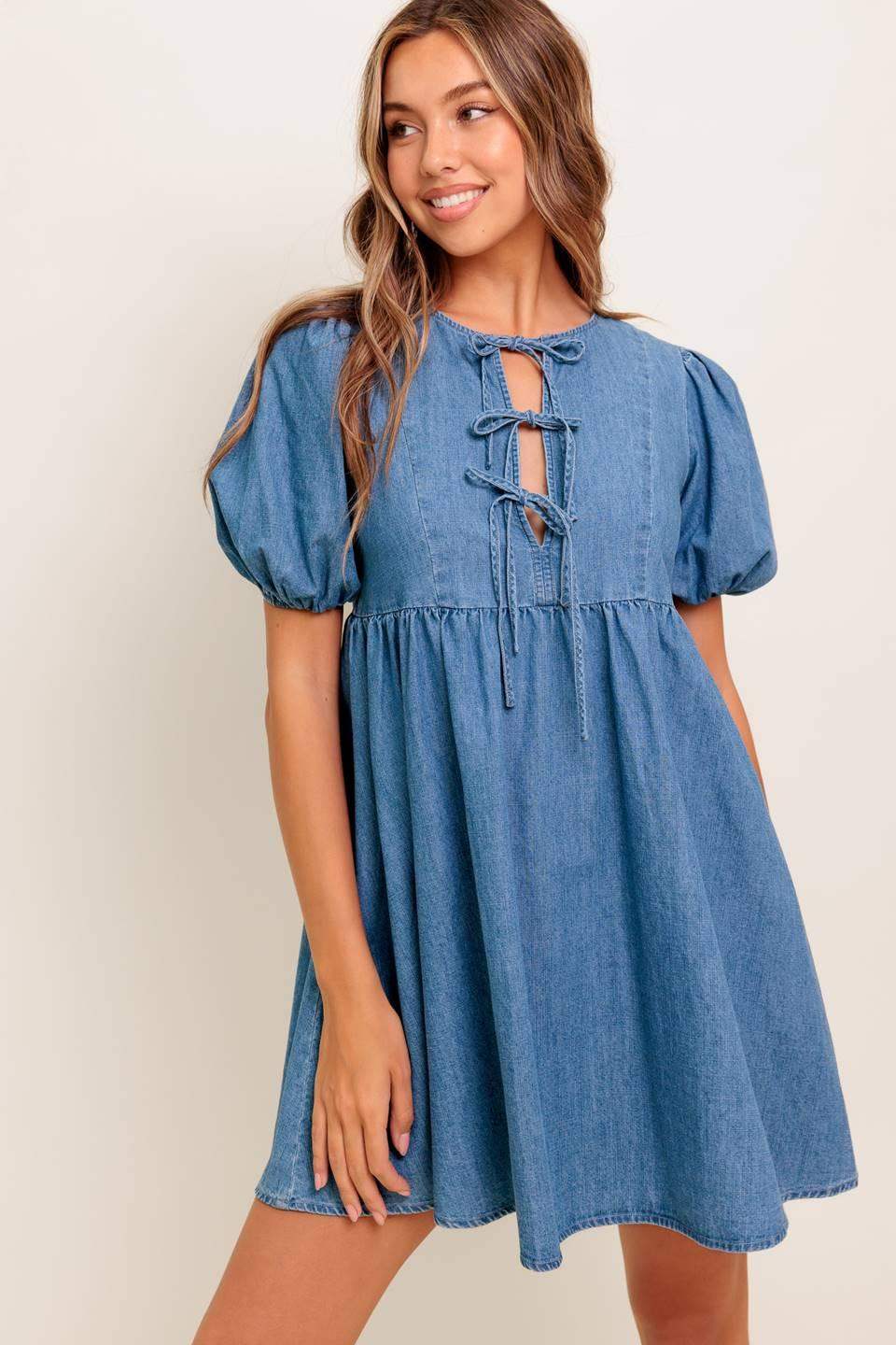 SUNSET GETAWAY DENIM MINI DRESS - Flying Tomato - Flyclothing LLC