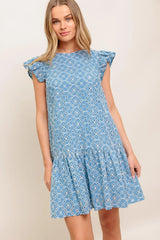 CUPCAKE SMILE WOVEN EYELET BABYDOLL DRESS - Flying Tomato - Flyclothing LLC