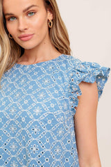 CUPCAKE SMILE WOVEN EYELET BABYDOLL DRESS - Flying Tomato - Flyclothing LLC