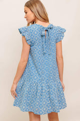CUPCAKE SMILE WOVEN EYELET BABYDOLL DRESS - Flying Tomato - Flyclothing LLC