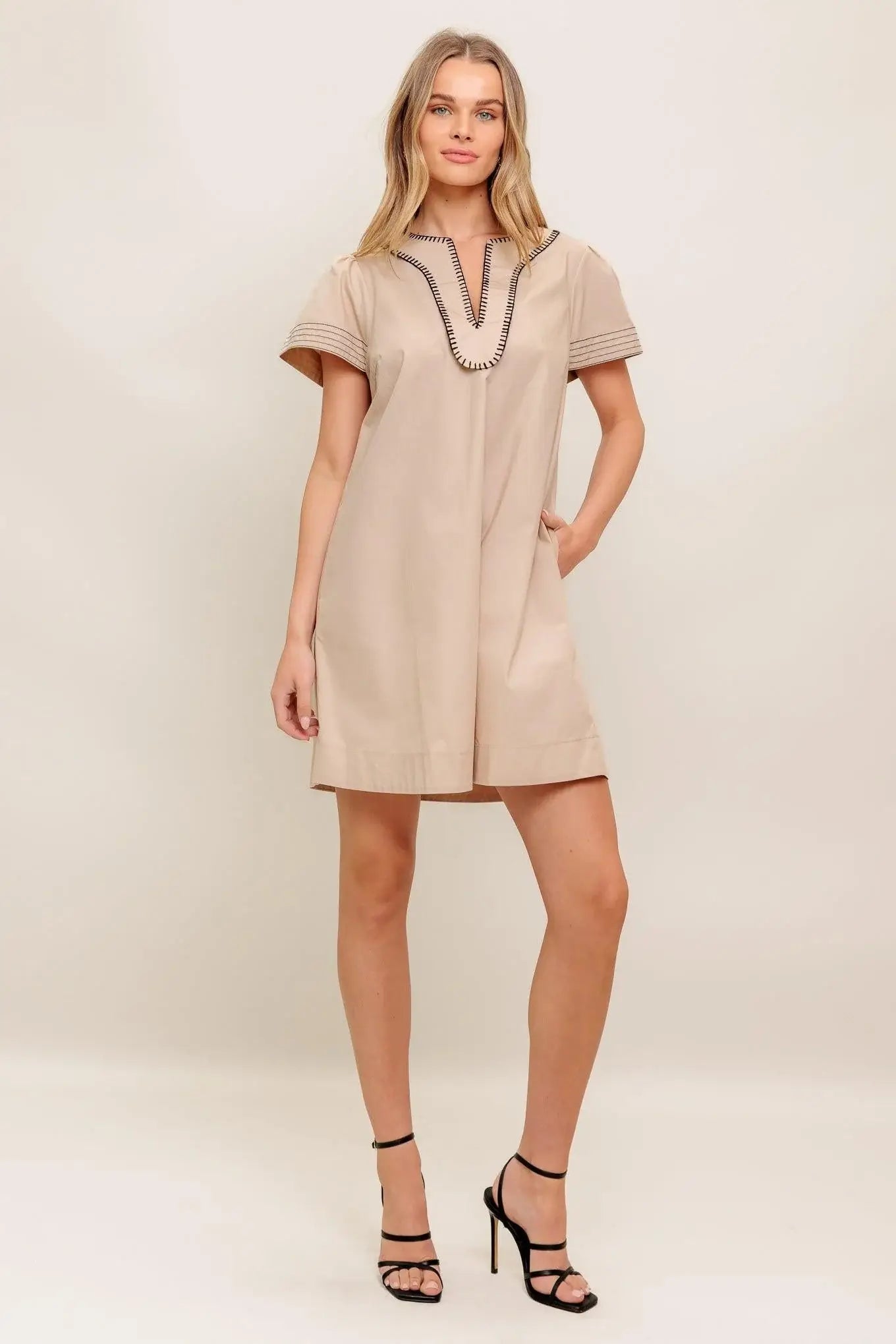 CALM SILHOUETTE WOVEN MINI DRESS - Flying Tomato - Flyclothing LLC
