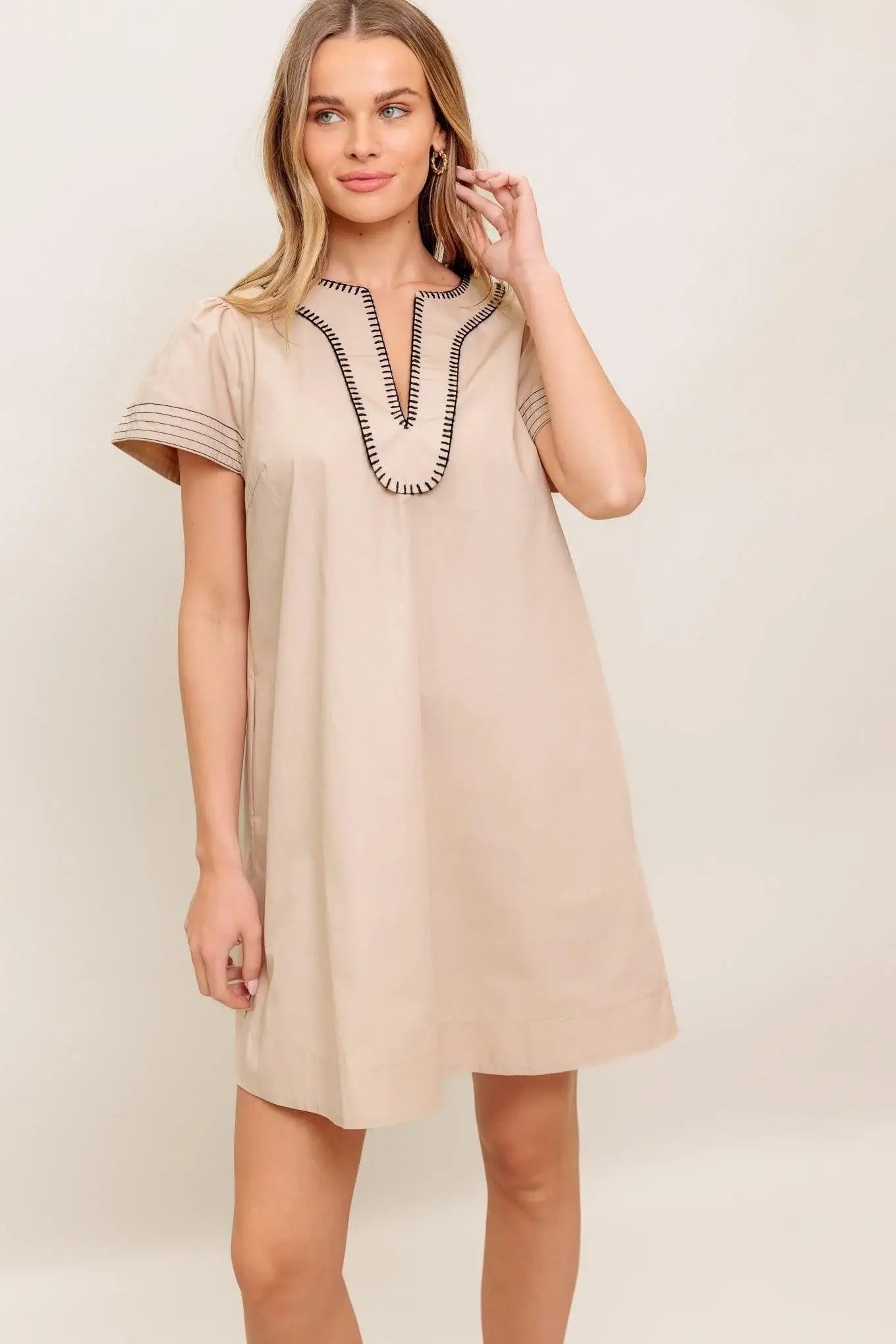 CALM SILHOUETTE WOVEN MINI DRESS - Flying Tomato - Flyclothing LLC