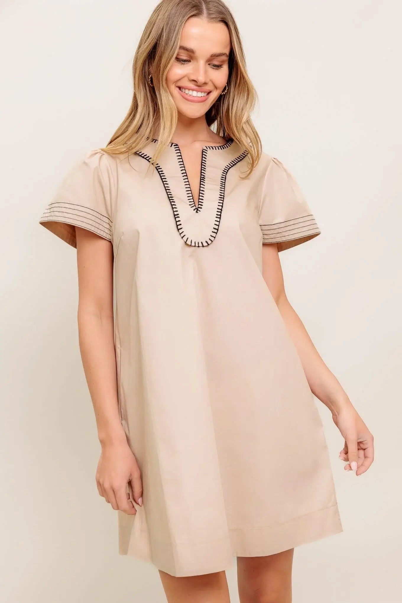 CALM SILHOUETTE WOVEN MINI DRESS - Flying Tomato - Flyclothing LLC