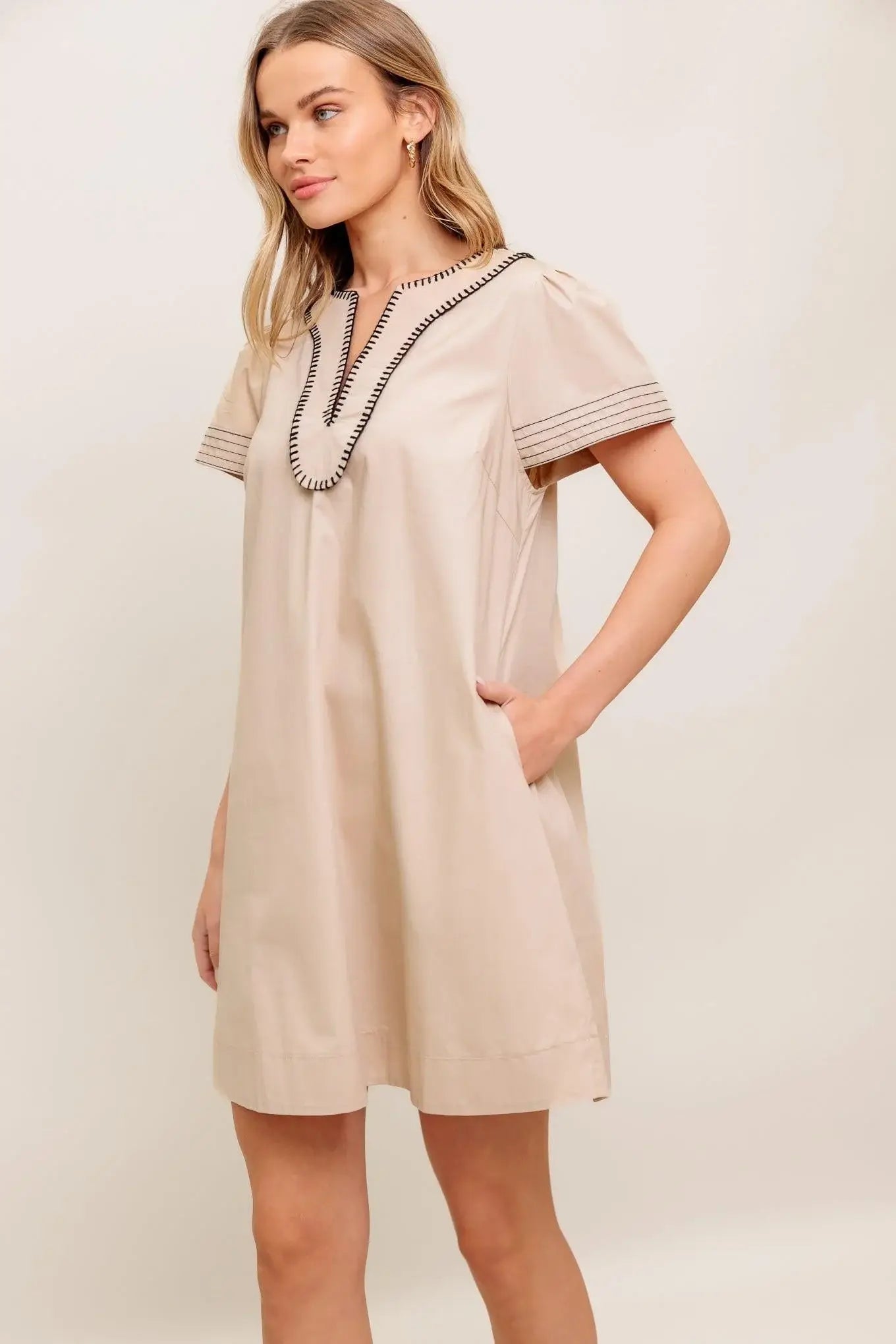 CALM SILHOUETTE WOVEN MINI DRESS - Flying Tomato - Flyclothing LLC