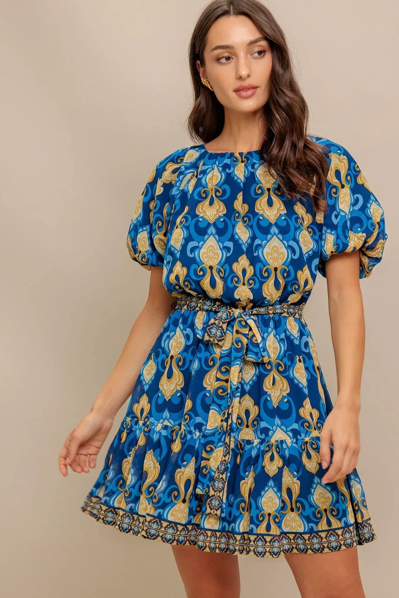 BAROQUE BREEZE WOVEN MINI DRESS - Flying Tomato - Flyclothing LLC