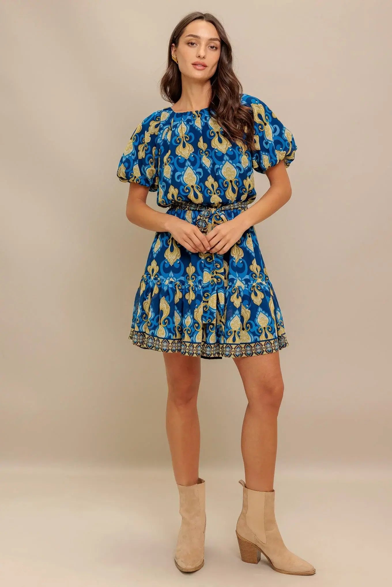 BAROQUE BREEZE WOVEN MINI DRESS - Flying Tomato - Flyclothing LLC