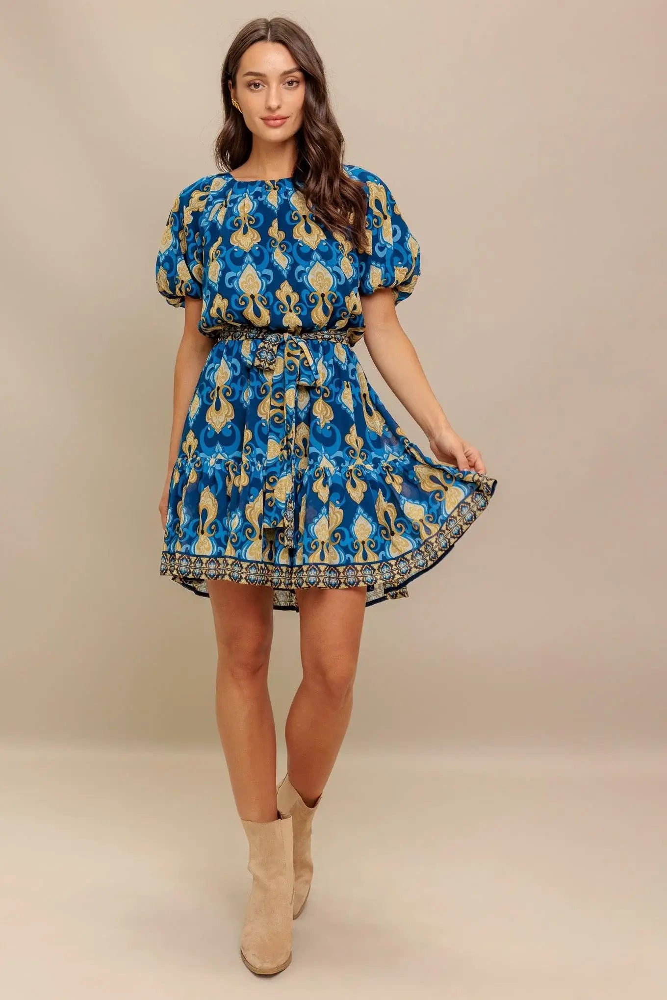 BAROQUE BREEZE WOVEN MINI DRESS - Flying Tomato - Flyclothing LLC