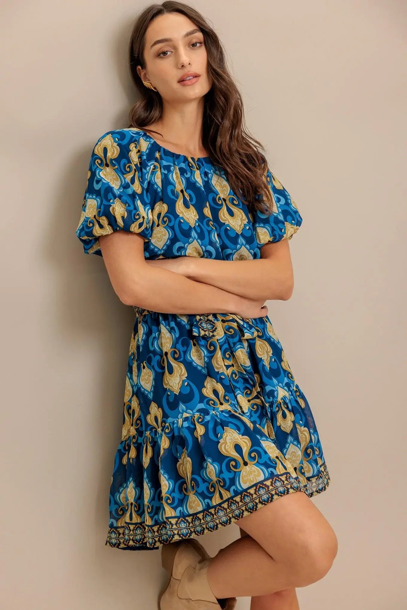 BAROQUE BREEZE WOVEN MINI DRESS - Flying Tomato - Flyclothing LLC
