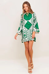 EMERALD TERRA TUNIC WOVEN MINI DRESS - Flying Tomato - Flyclothing LLC
