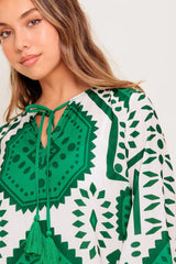 EMERALD TERRA TUNIC WOVEN MINI DRESS - Flying Tomato - Flyclothing LLC