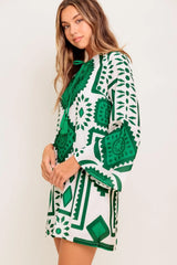 EMERALD TERRA TUNIC WOVEN MINI DRESS - Flying Tomato - Flyclothing LLC