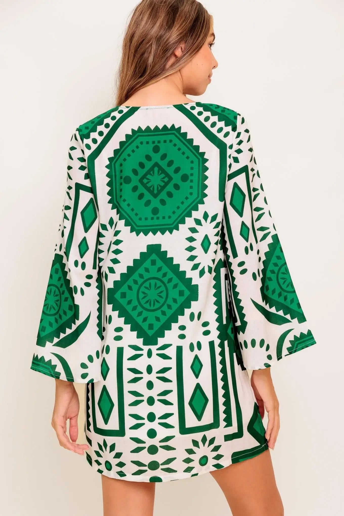 EMERALD TERRA TUNIC WOVEN MINI DRESS - Flying Tomato - Flyclothing LLC