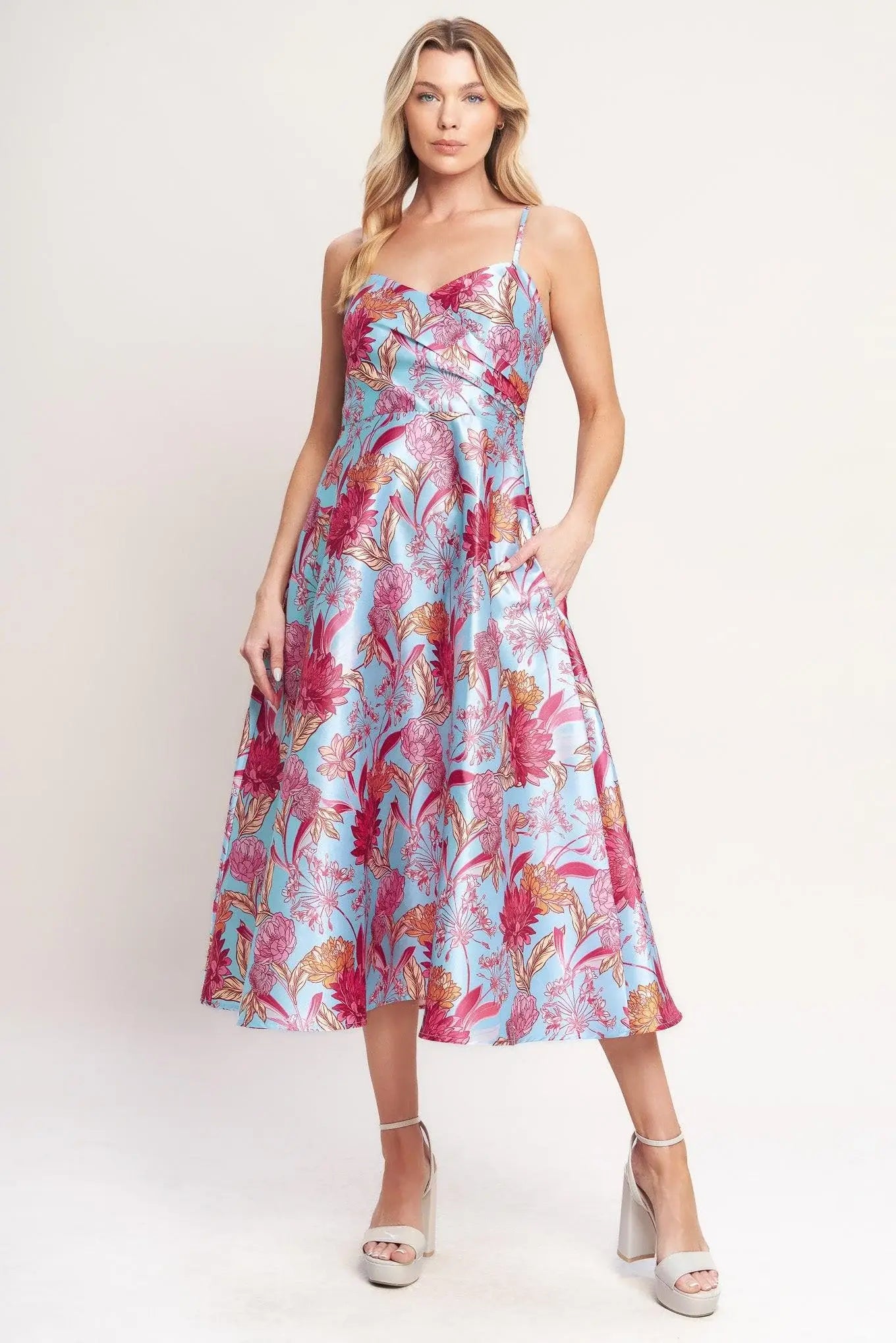 ELEVATED GARDEN WOVEN MIDI DRESS - Flying Tomato - Flyclothing LLC