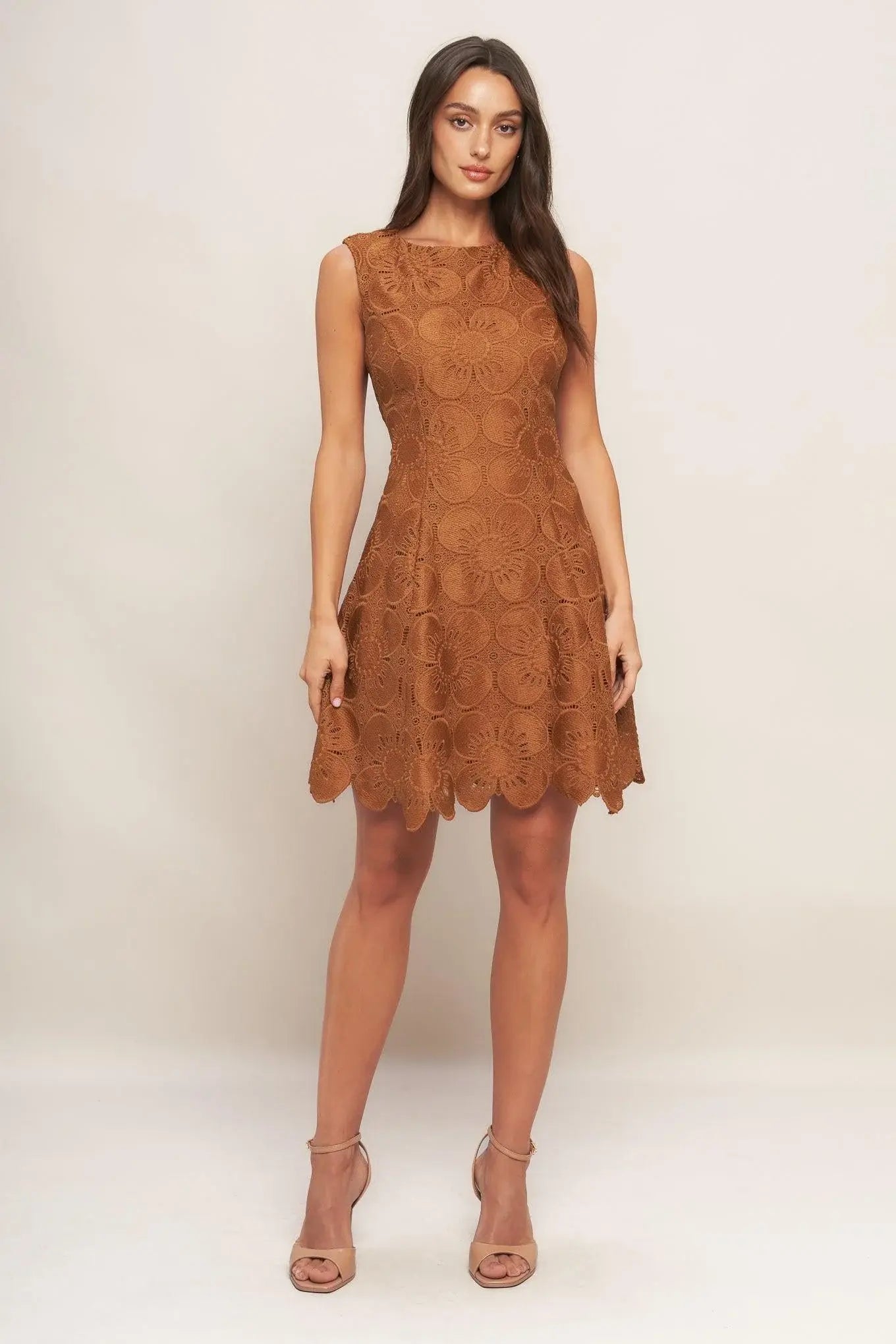AUTUMN BLOOM WOVEN LACE MINI DRESS - Flying Tomato - Flyclothing LLC