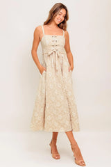 SOFT SUNSET STORY WOVEN MIDI DRESS - Flying Tomato - Flyclothing LLC