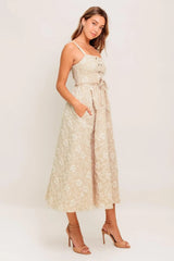 SOFT SUNSET STORY WOVEN MIDI DRESS - Flying Tomato - Flyclothing LLC