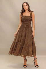 CHECKED DAYDREAM WOVEN MIDI DRESS - Flying Tomato - Flyclothing LLC