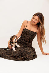 WALK SOFT, STRIKE STRONG LEOPARD WOVEN MIDI DRESS - Flying Tomato - Flyclothing LLC