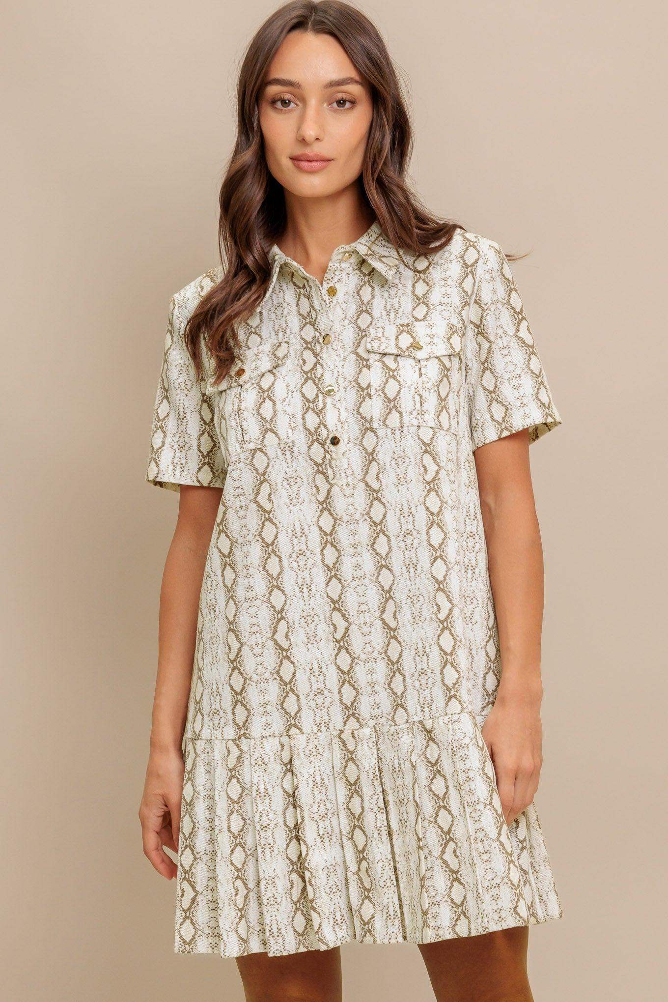 CHIC PYTHON WOVEN MINI DRESS - Flying Tomato - Flyclothing LLC