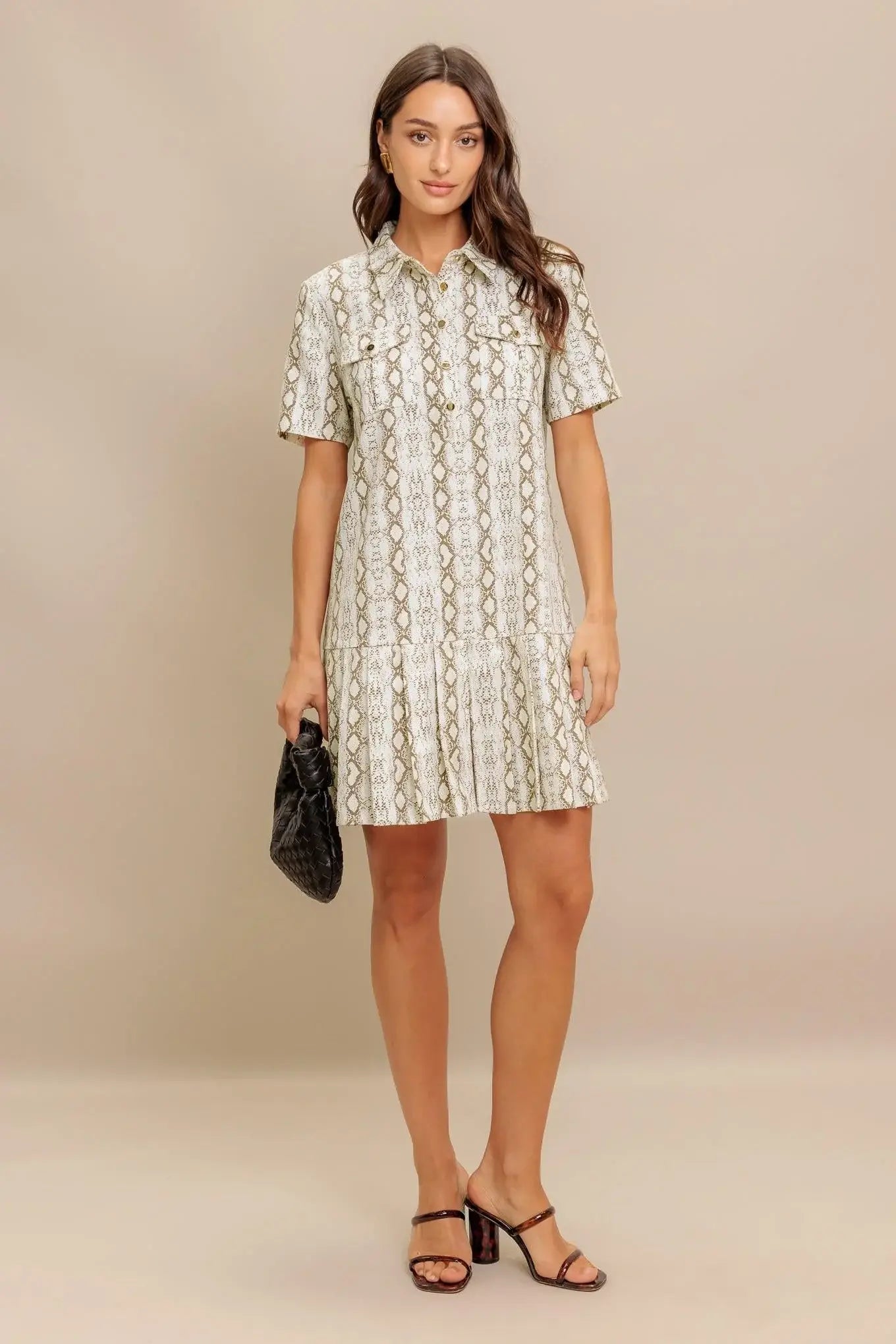 CHIC PYTHON WOVEN MINI DRESS - Flying Tomato - Flyclothing LLC