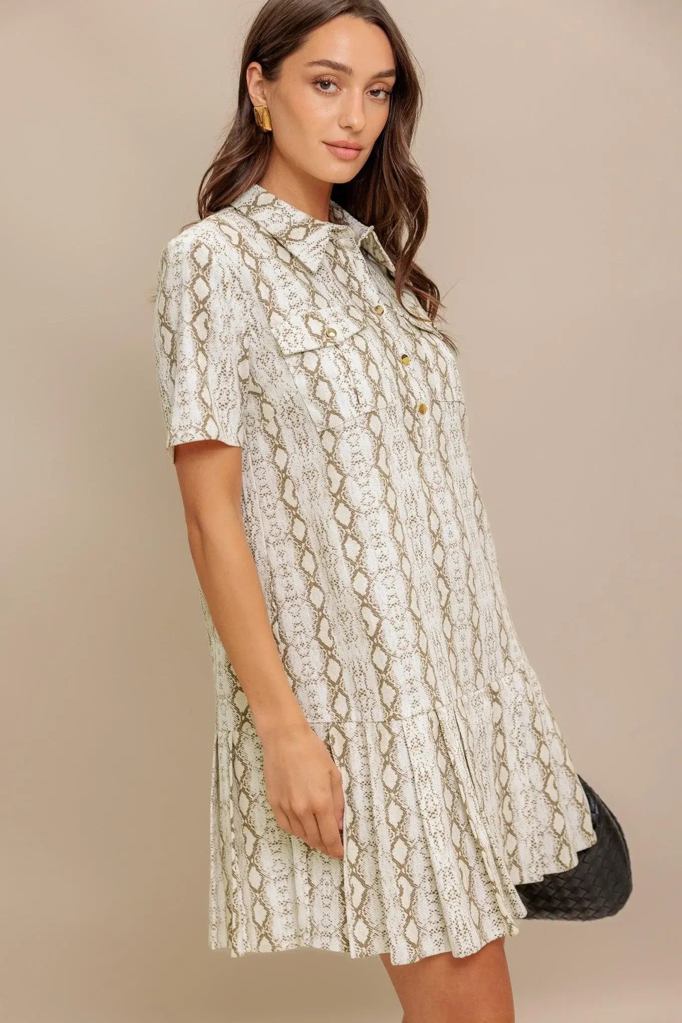 CHIC PYTHON WOVEN MINI DRESS - Flying Tomato - Flyclothing LLC