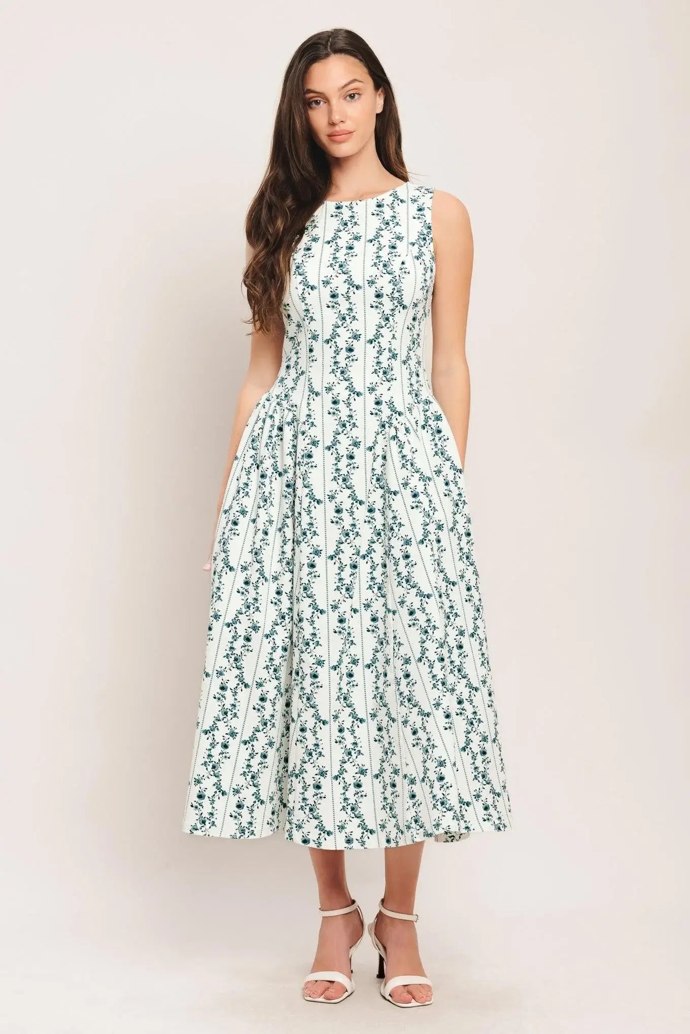 BLOOM COLUMN WOVEN MIDI DRESS - Flying Tomato - Flyclothing LLC