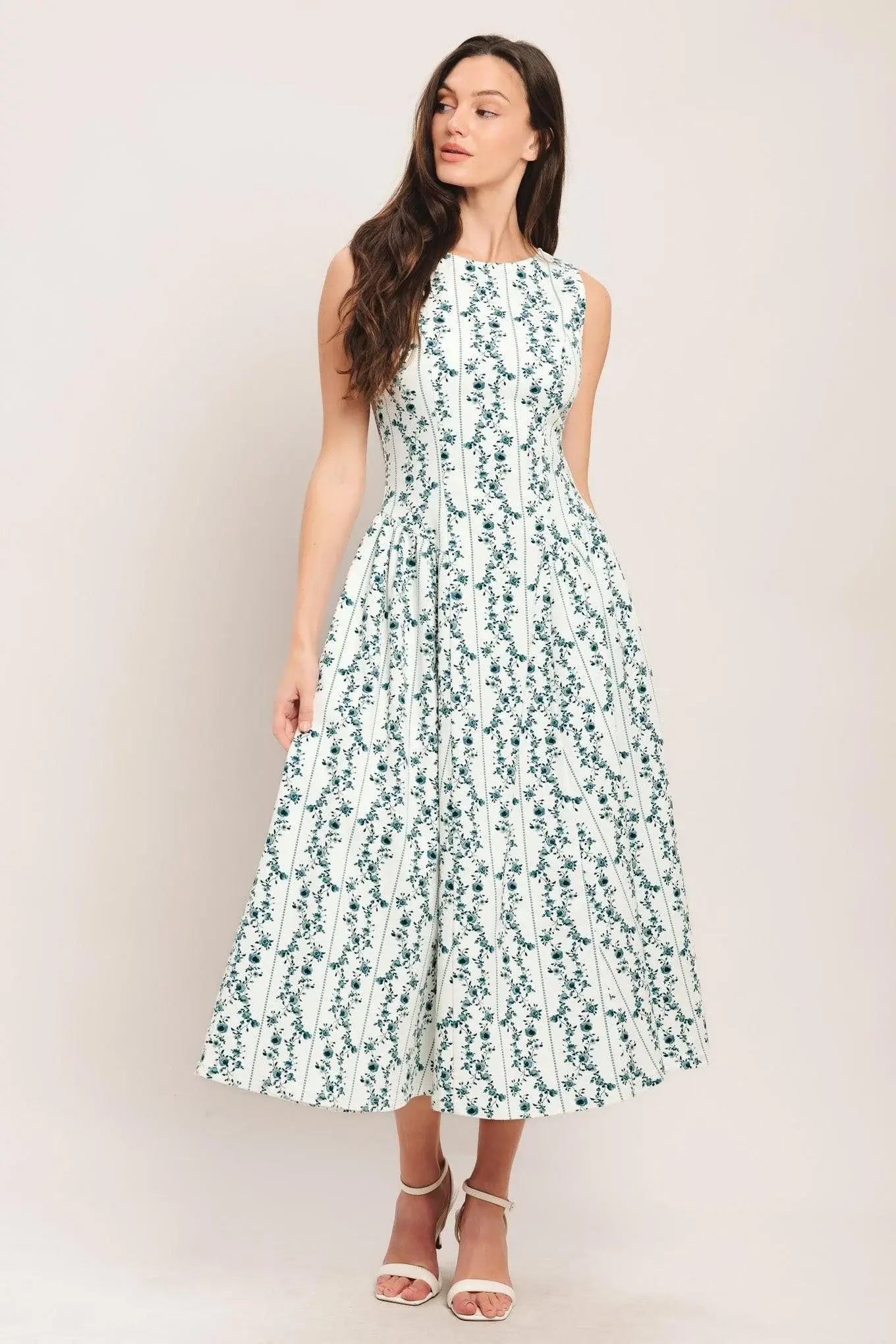 BLOOM COLUMN WOVEN MIDI DRESS - Flying Tomato - Flyclothing LLC