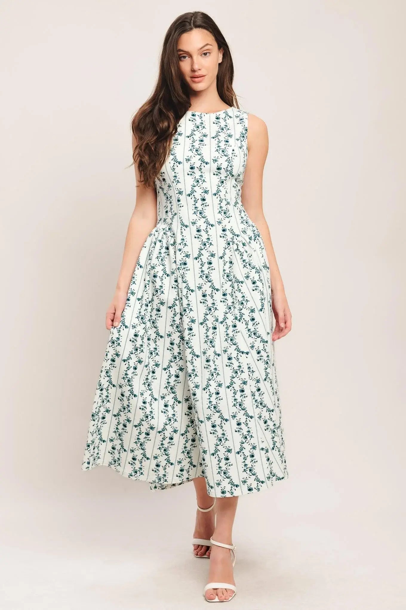 BLOOM COLUMN WOVEN MIDI DRESS - Flying Tomato - Flyclothing LLC