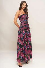 NIGHT FLORIST POWER MESH MAXI DRESS - Flying Tomato - Flyclothing LLC