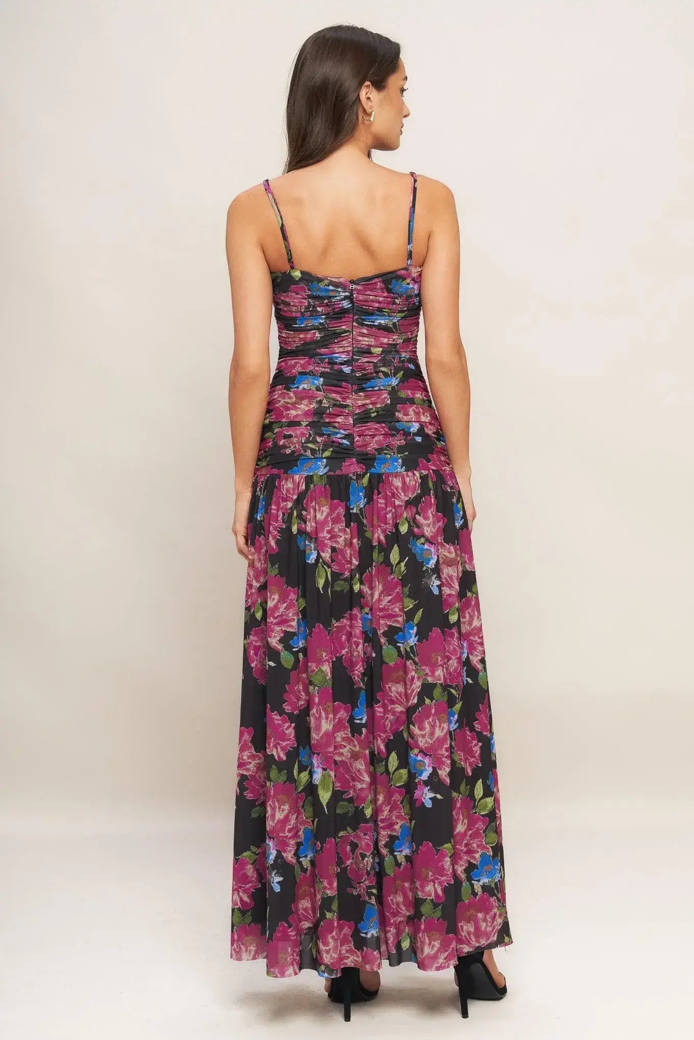 NIGHT FLORIST POWER MESH MAXI DRESS - Flying Tomato - Flyclothing LLC
