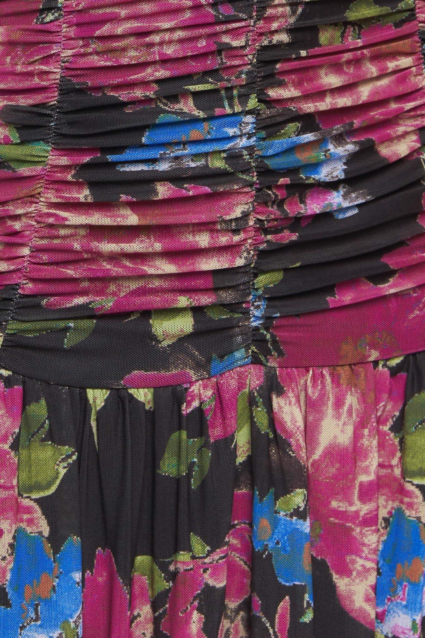 NIGHT FLORIST POWER MESH MAXI DRESS - Flying Tomato - Flyclothing LLC