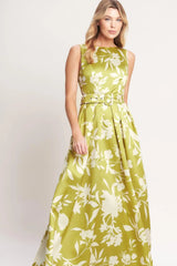 SAPPHIRE FANTASY LIME WOVEN MAXI DRESS - Flying Tomato - Flyclothing LLC