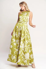 SAPPHIRE FANTASY LIME WOVEN MAXI DRESS - Flying Tomato - Flyclothing LLC