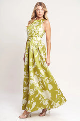 SAPPHIRE FANTASY LIME WOVEN MAXI DRESS - Flying Tomato - Flyclothing LLC
