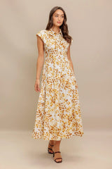 BUTTERCUP KISS WOVEN MIDI DRESS - Flying Tomato - Flyclothing LLC