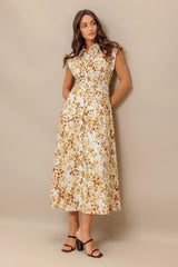 BUTTERCUP KISS WOVEN MIDI DRESS - Flying Tomato - Flyclothing LLC