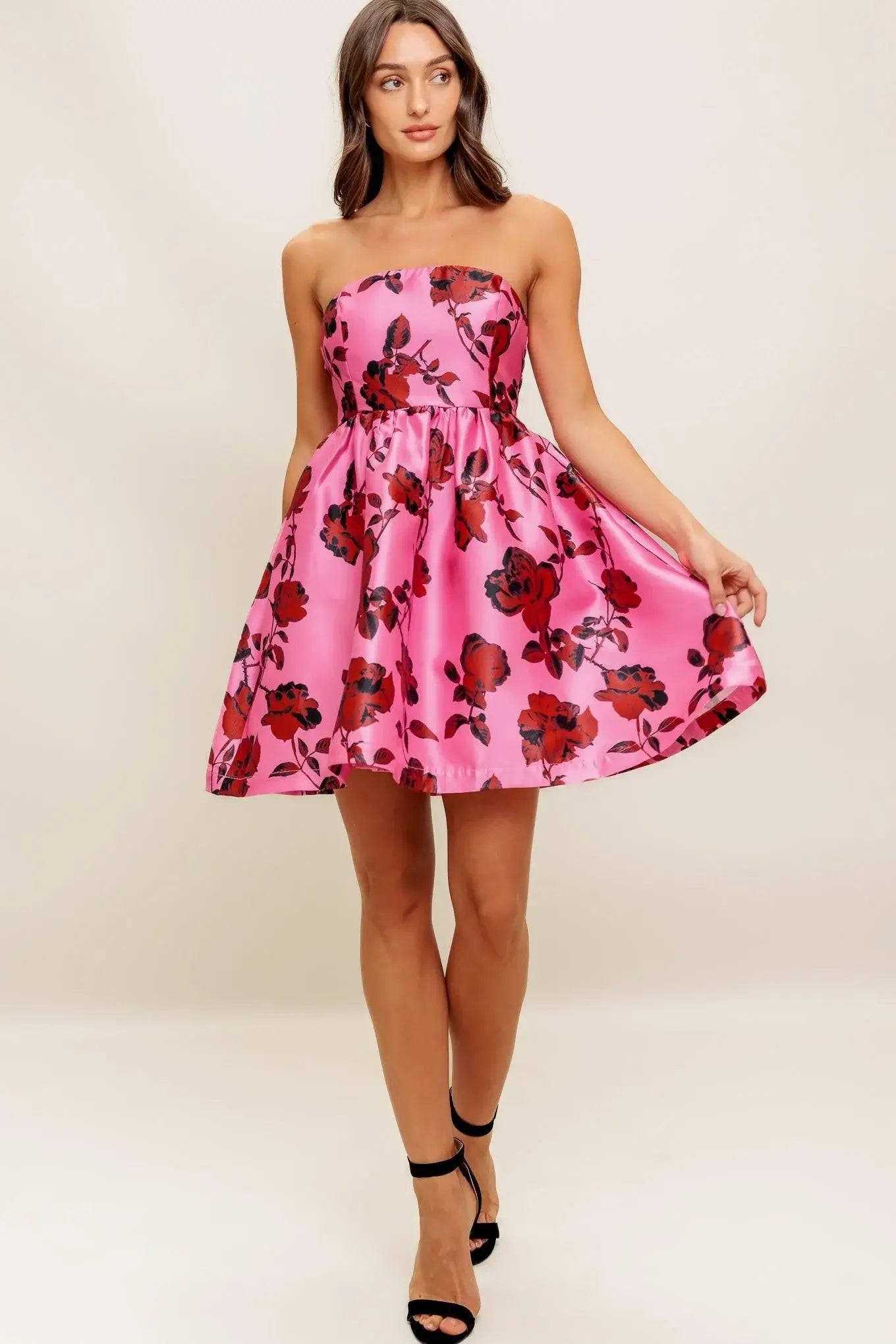 STRAPLESS SEDUCTION WOVEN MINI DRESS - Flying Tomato - Flyclothing LLC