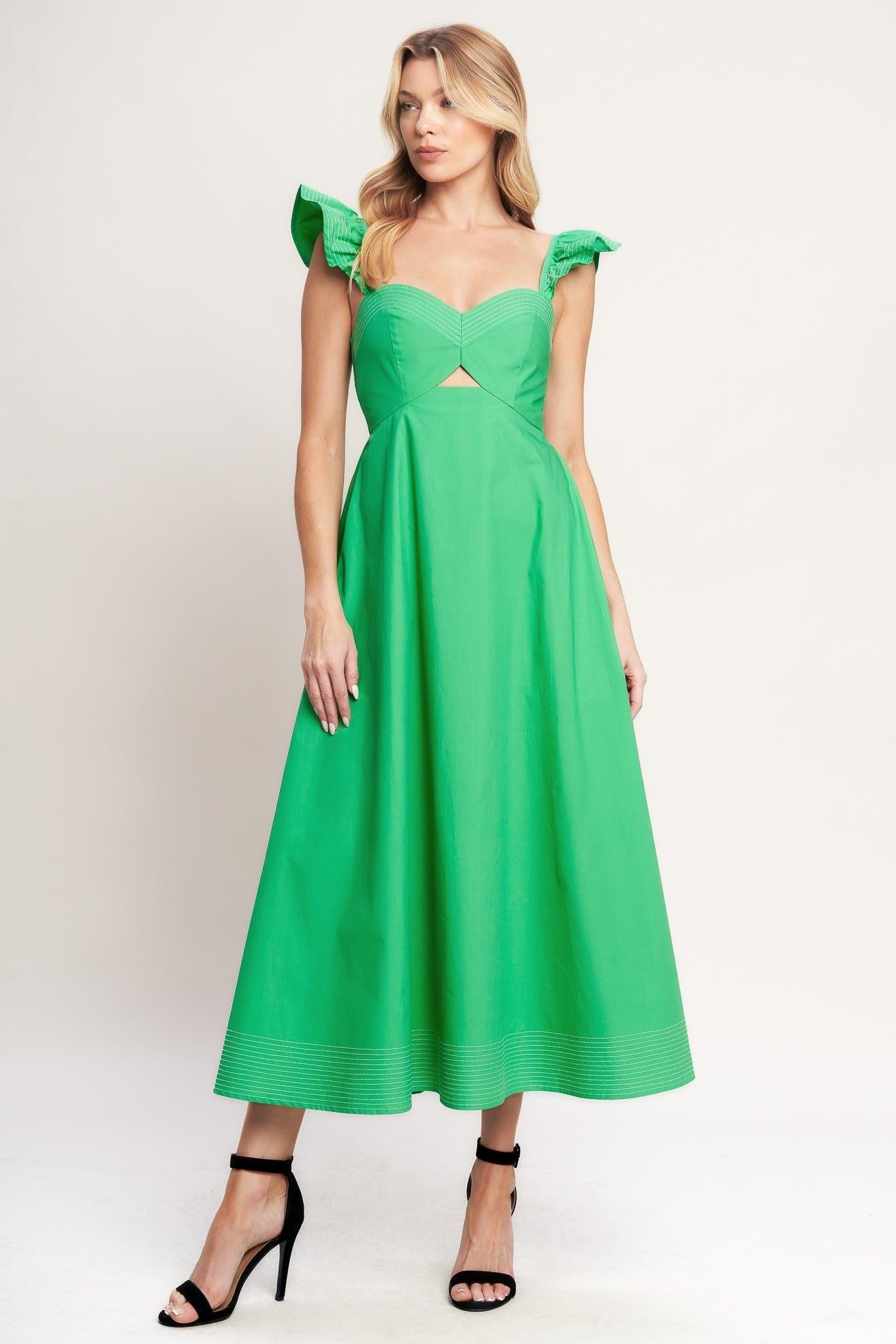 BEAUTIFULLY UNEXPECTED WOVEN MIDI DRESS - Flying Tomato - Flyclothing LLC