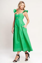 BEAUTIFULLY UNEXPECTED WOVEN MIDI DRESS - Flying Tomato - Flyclothing LLC