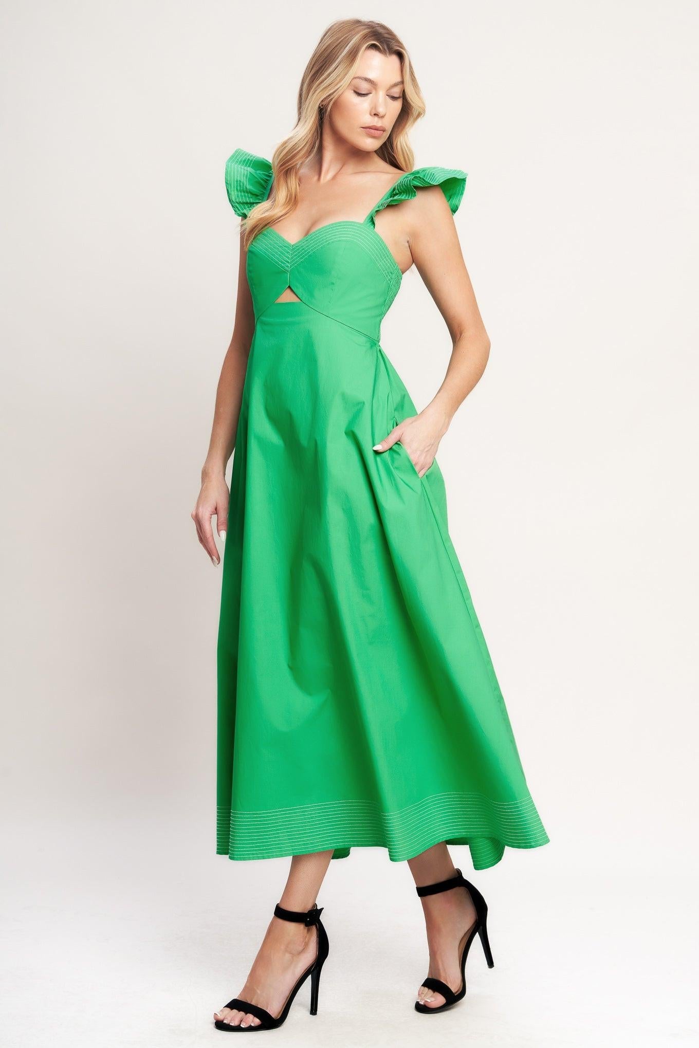 BEAUTIFULLY UNEXPECTED WOVEN MIDI DRESS - Flying Tomato - Flyclothing LLC