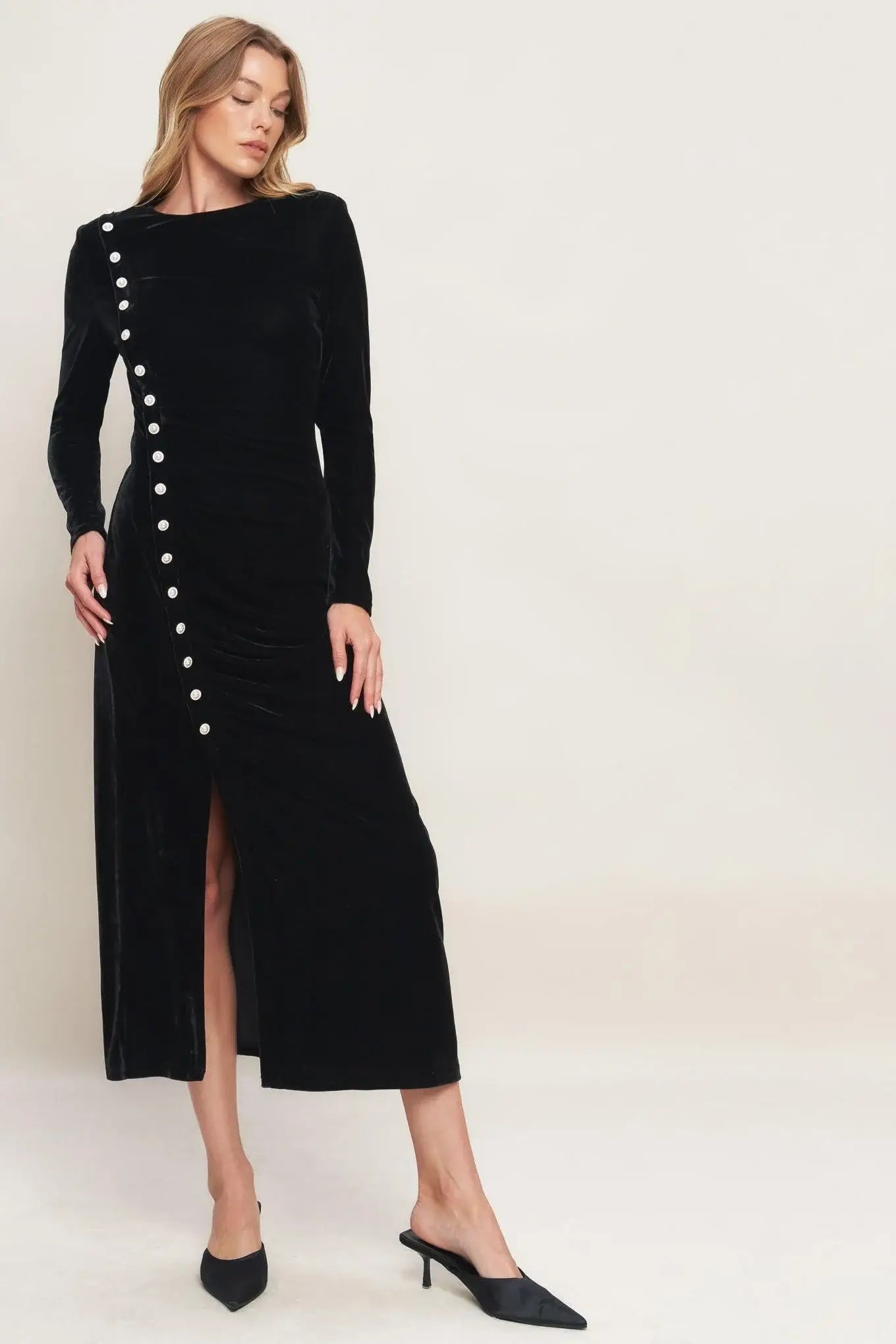 URBAN EMPRESS VELVET MIDI DRESS - Flying Tomato - Flyclothing LLC