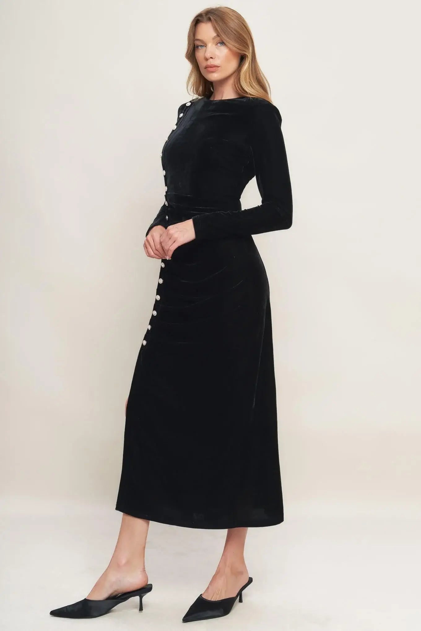 URBAN EMPRESS VELVET MIDI DRESS - Flying Tomato - Flyclothing LLC