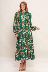 MODERN RETRO BLOOM WOVEN MIDI DRESS - Flying Tomato - Flyclothing LLC